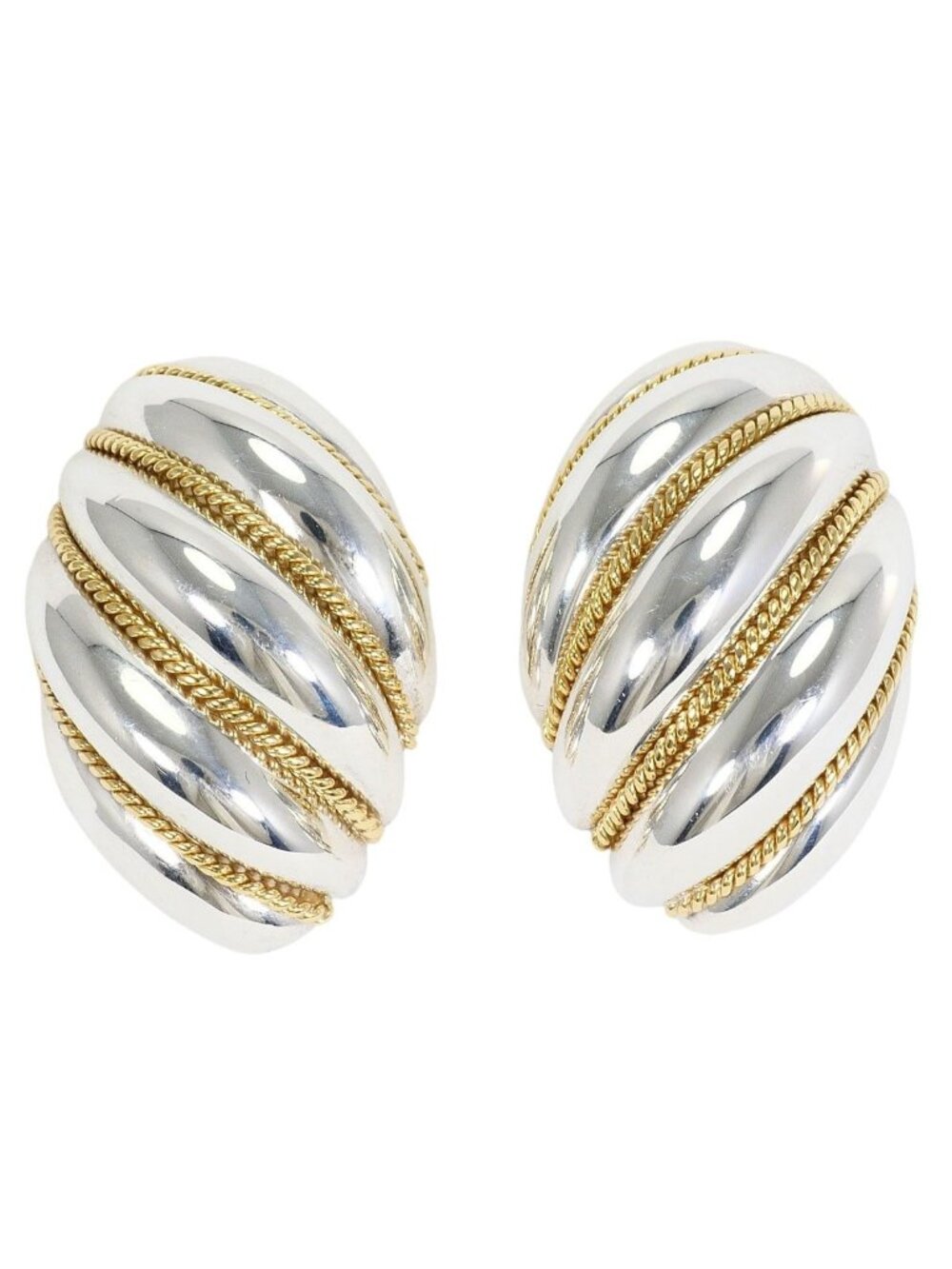 Tiffany & Co Twist 18k Yellow Gold 925 Sterling Silver Earrings Clip